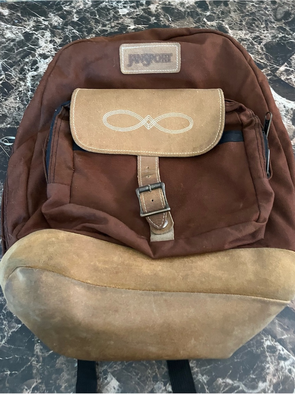 Jansport vintage 80s Brown Canvas Backpack with Tan Suede Accents